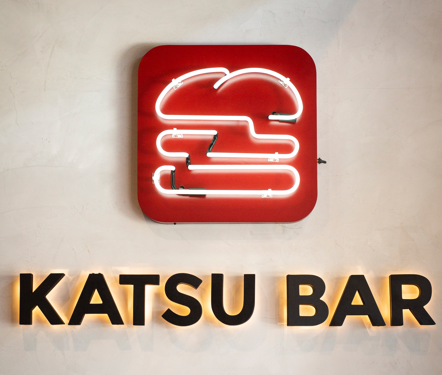 Katsu Bar Sign with Burger Icon
