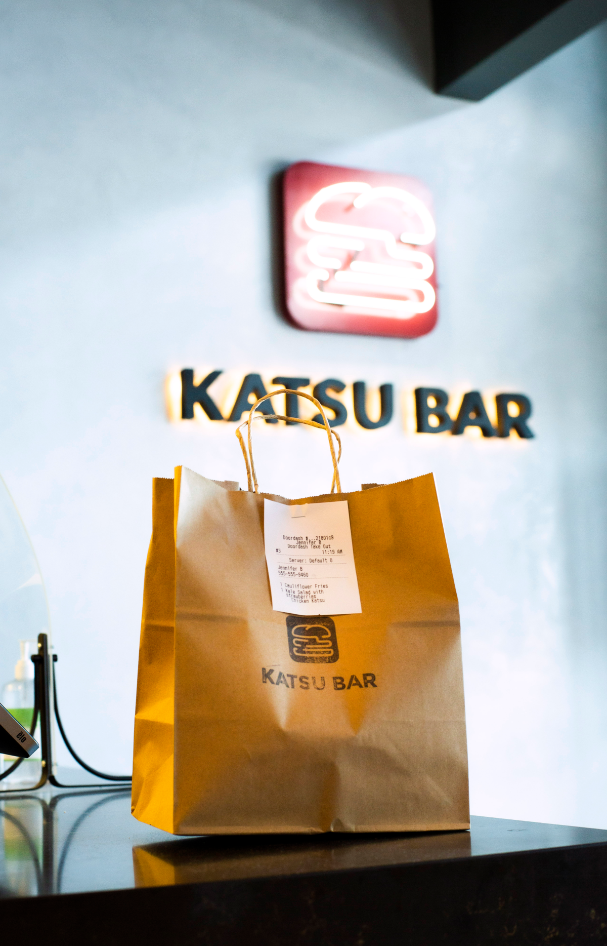 Katsu Bar Sign with To Go Bag
